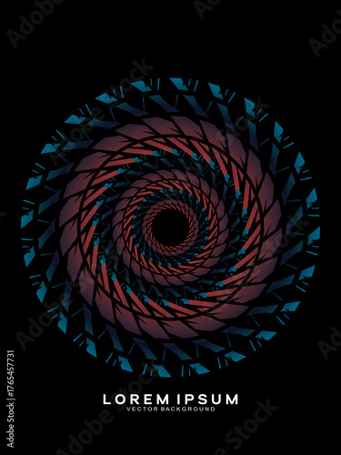 Music poster design background. Electro Sound Cover Template with dynamic abstract gradient circular geometric line shapes for t-shirt screen printing, technology, digital, party, festival and club.