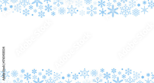 Snowflakes background isolated vector, snowflakes group with stars banner, Christmas border decoration. Happy New Year 2026. Snowflake set. Snowflake snow freeze winter thin line icon