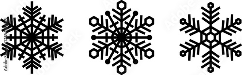 Snowflakes background isolated vector, snowflakes group with stars banner, Christmas border decoration. Happy New Year 2026. Snowflake set. Snowflake snow freeze winter thin line icon
