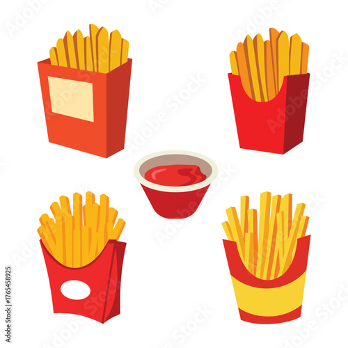 Crispy Fries Collection Tasty Fast Food Icons