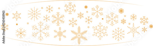 Snowflakes background isolated vector, snowflakes group with stars banner, Christmas border decoration. Happy New Year 2026. Snowflake set. Snowflake snow freeze winter thin line icon