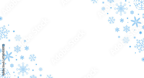 Snowflakes background isolated vector, snowflakes group with stars banner, Christmas border decoration. Happy New Year 2026. Snowflake set. Snowflake snow freeze winter thin line icon