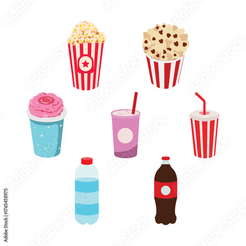 Movie Snacks & Drinks Pack Popcorn and Soda Icons