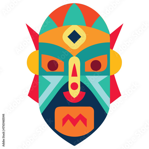 Generative Design Traditional Tribal Mask Icon Ethnic Culture Graphic