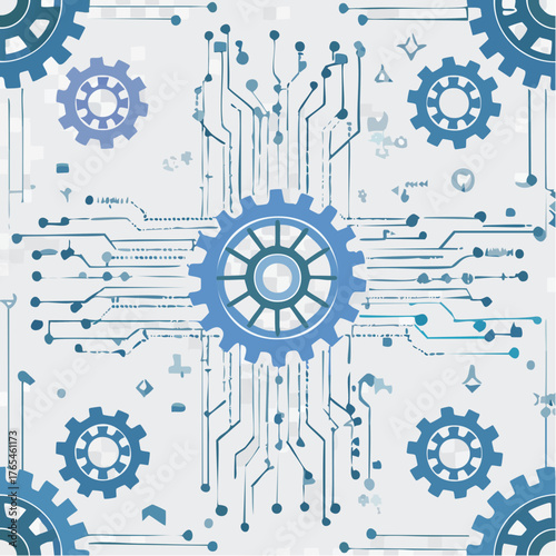 Seamless Digital Circuitry Gear Pattern Design