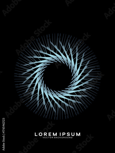 Music poster design background. Electro Sound Cover Template with dynamic abstract gradient circular geometric line shapes for t-shirt screen printing, technology, digital, party, festival and club.