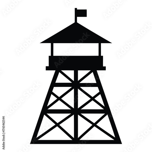 Generative Design Minimalist Watch Tower Silhouette Icon Security Graphic