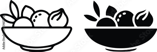 salad bowl icon set outline style design