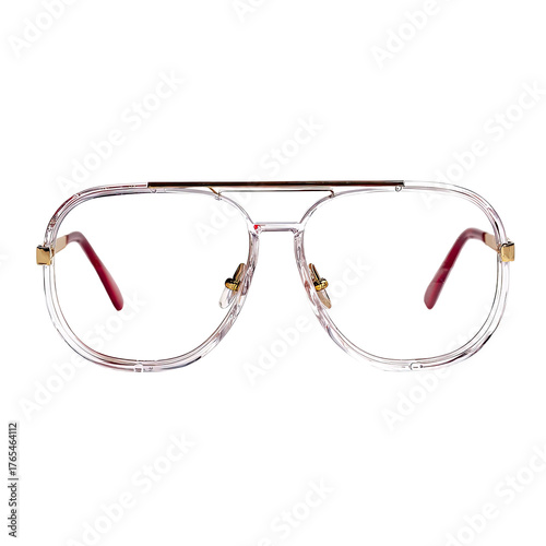 Clear aviator glasses with pink interior on black background