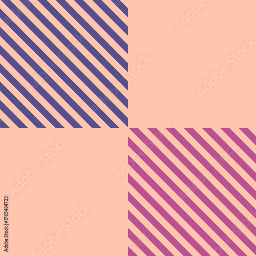Fotografi Geometric Pattern With Diagonal Stripes In Purple And Blue Colors On A Light Pea