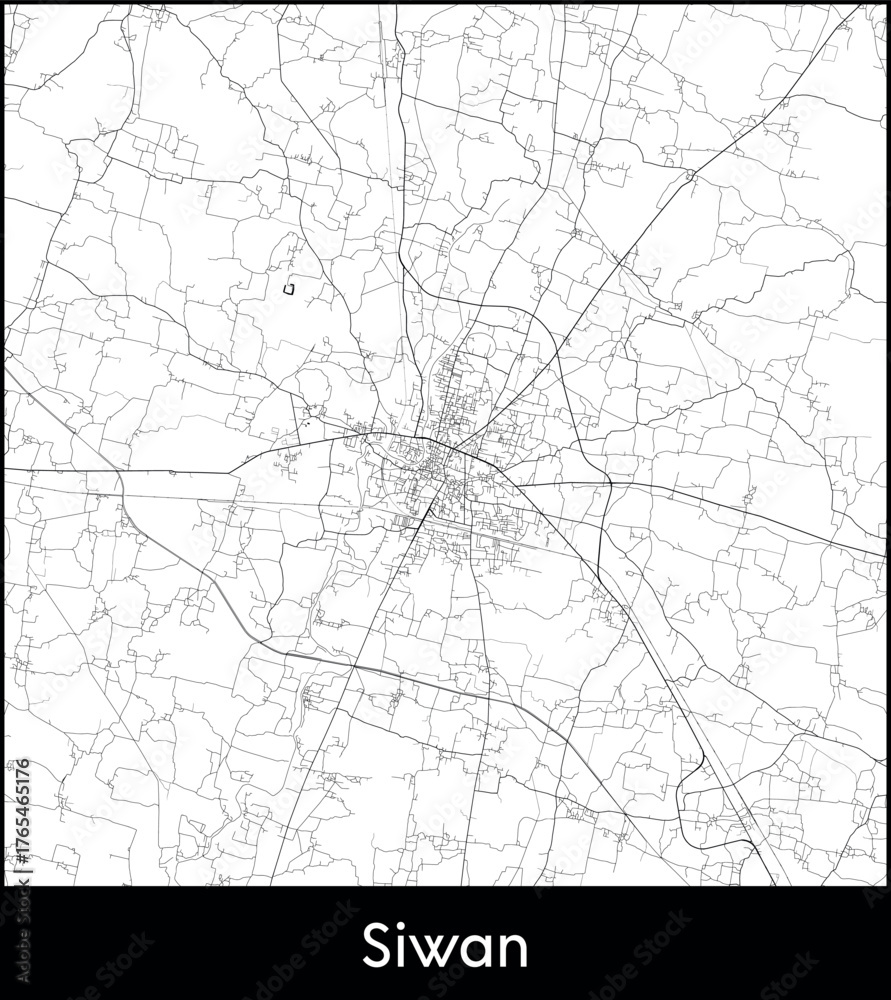 Fototapeta premium Siwan city map, India - Topographic vector map poster