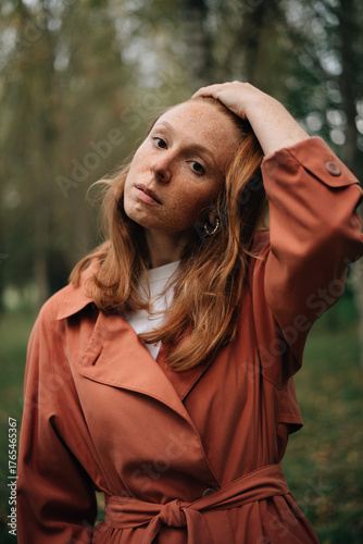 Portrait of a girl in a trench coat