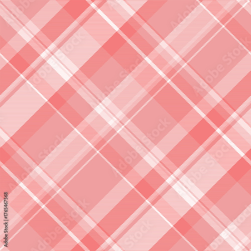 Graph seamless vector textile, new pattern tartan background. 1940s check texture plaid fabric in red and light coral colors.
