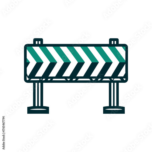 Minimalist Road Barrier Icon Illustration A lemon yellow street barrier blocks nothing on a citrine plane