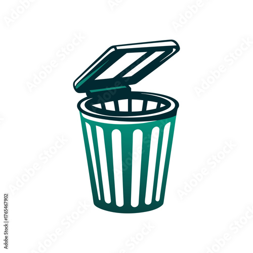 Green Trash Can Icon Open Lid Vector A green park bench rests empty on a solid emerald field