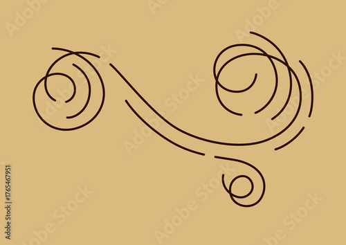 Decorative linear element. Vintage swirl filigree border.