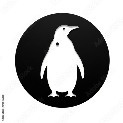 Minimalist Penguin Icon, Wh...