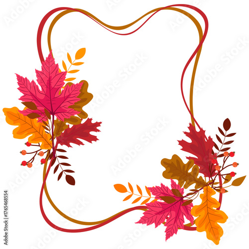 Autumn Leaves Branches and Berries Fall Frame