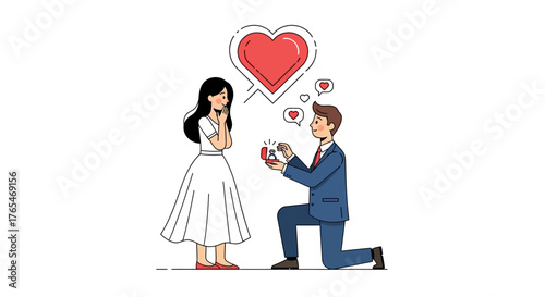 Couple's Heartfelt Proposal A Romantic Illustration of Love, Promise, and Commitment