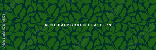 Mint background pattern, botanical banner with pattern, hero image