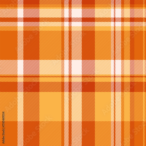 Slim texture background fabric, awesome seamless check plaid. Stationary vector pattern textile tartan in orange and amber colors.