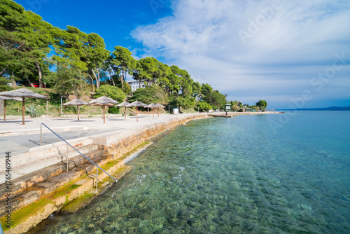 Fototapeta Naklejka Na Ścianę i Meble -  beautiful beach in Zadar Croatia Kolovare overlooking the Adriatic Sea