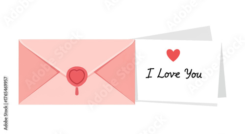 Romantic letter with 'I love you' message and heart seal, perfect for expressing affection