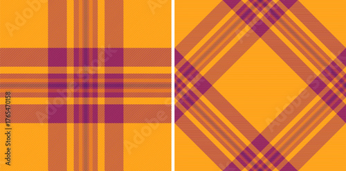 Check tartan texture of pattern plaid background with a textile seamless vector fabric. Set in sunset colors. Eco friendly packaging ideas for products.
