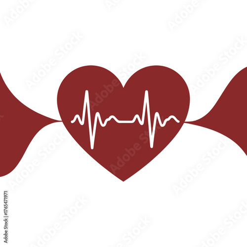 Heart health illustration with ekg heartbeat pulse for medical cardiology concept