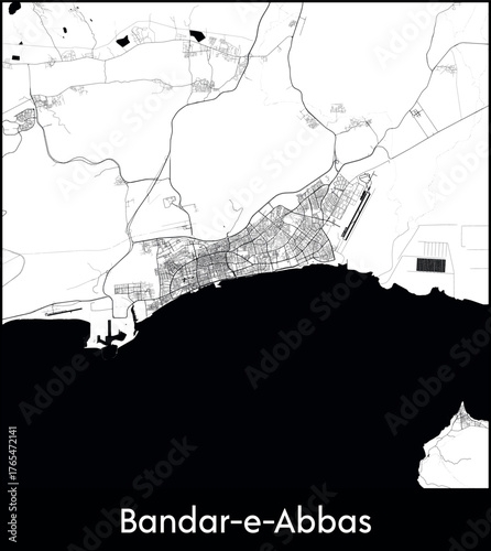Bandar e Abbas city map, Iran - Topographic vector map poster