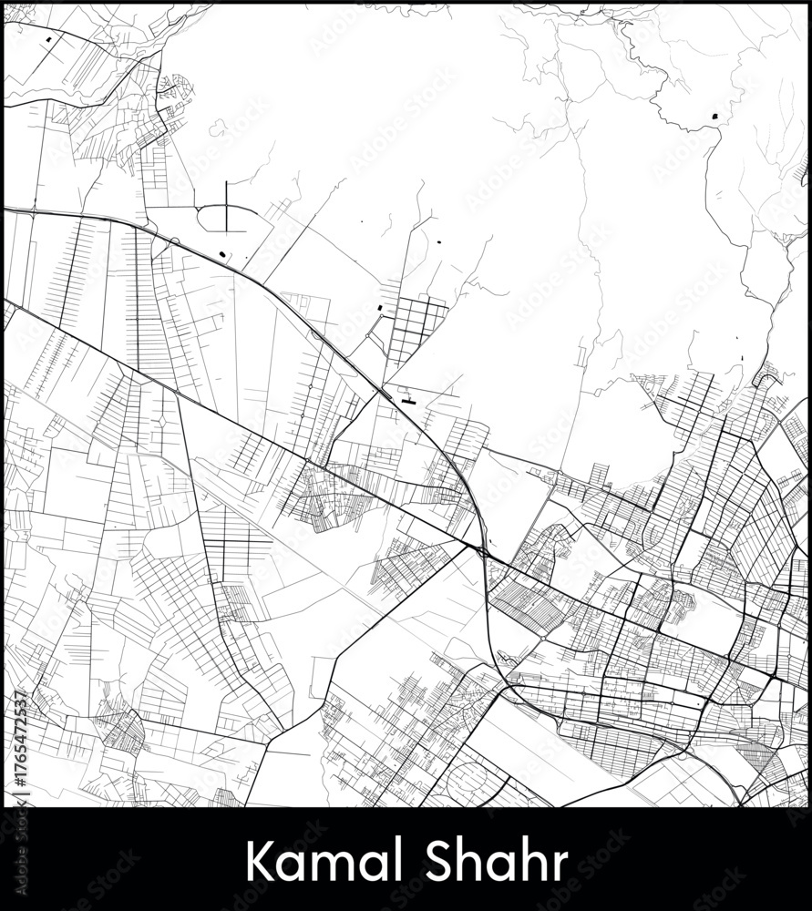 Fototapeta premium Kamal Shahr city map, Iran - Topographic vector map poster