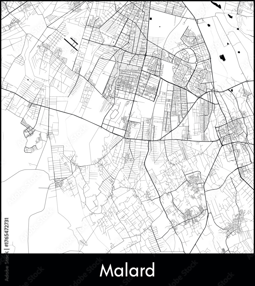 Fototapeta premium Malard city map, Iran - Topographic vector map poster