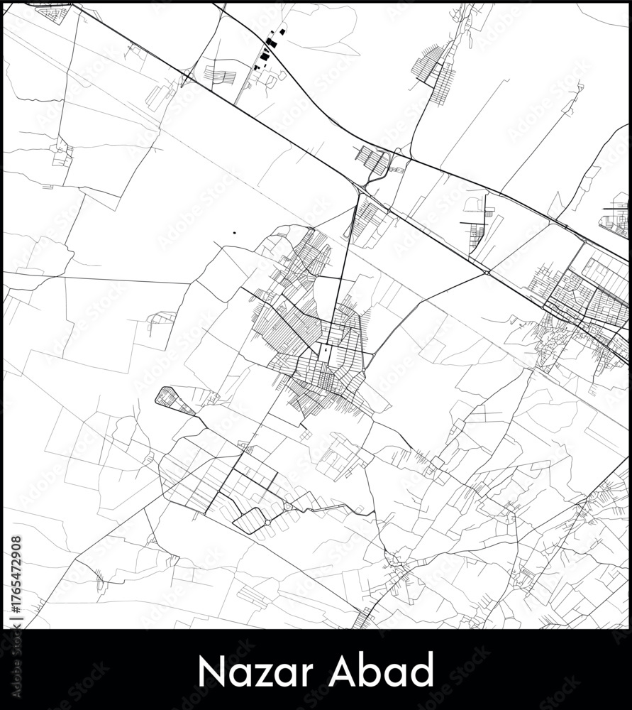 Fototapeta premium Nazar Abad city map, Iran - Topographic vector map poster