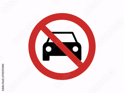 Clear prohibition sign indicating no vehicles allowed in this area, ensuring safety and order for pedestrians and public spaces