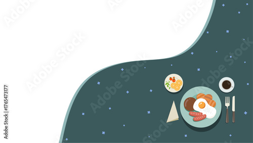 Cozy Breakfast With Eggs, Sausage, Toast, Orange Slices, And Coffee On A Table