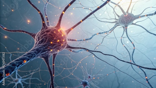 behavioral neuroscience Neurons interconnected in a vibrant, glowing network illustrating brain activity.