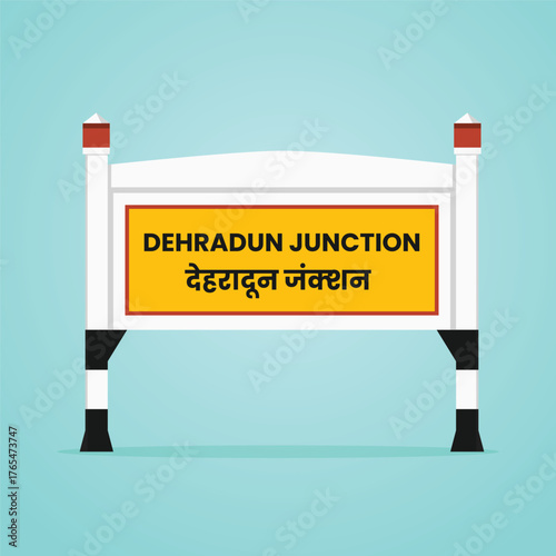 Dehradun junction railways name sign board vector Illustration