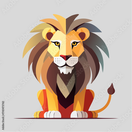 Illustration stylisée de lion jaune et brun