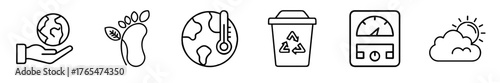 Environmental icons set illustrating sustainability and conservation  