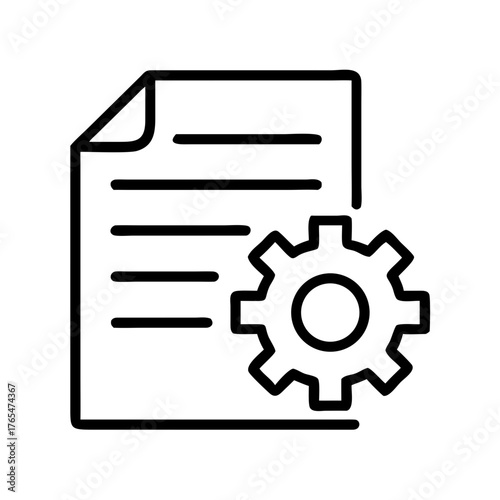 Document with gear icon symbolizing settings and adjustments  