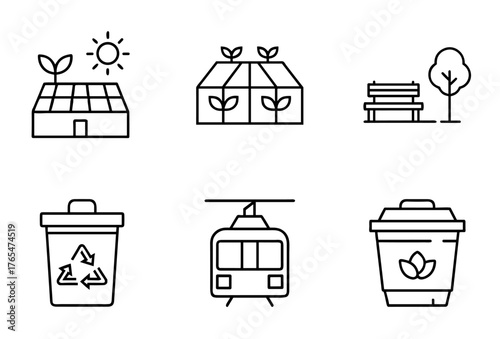 Eco-friendly icons representing sustainability and nature conservation  