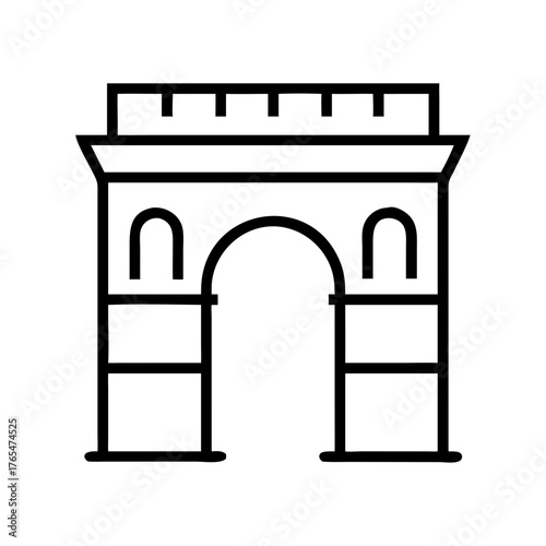 Architectural outline of an arch monument in minimalist style  