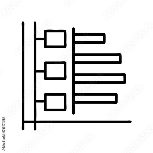 Horizontal bar chart with lined elements for data visualization  
