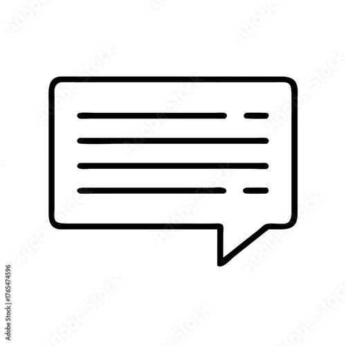 Speech bubble icon with horizontal lines for text input  