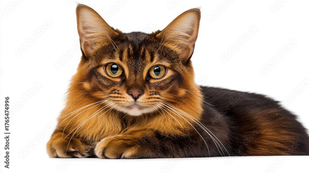 Obraz premium Stunning Portrait of a Somali Cat with Beautiful Brown Ticked Fur and Expressive, Enchanting Eyes