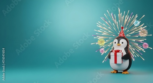 penguin with christmas ball