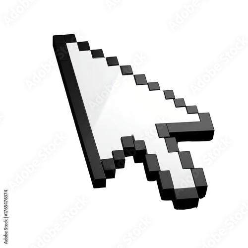 Pixelated white arrow cursor on solid black background