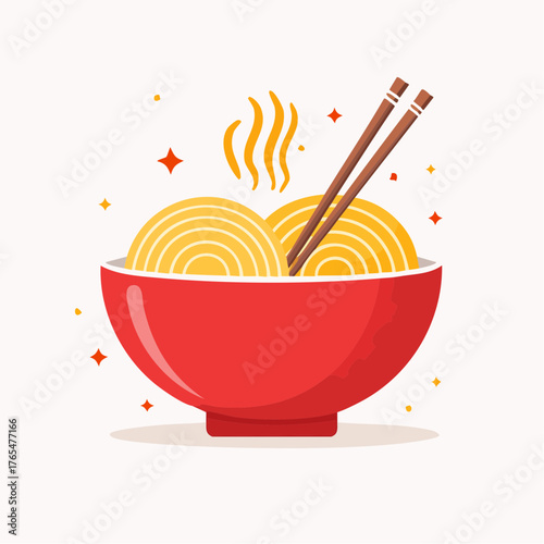 Bol de ramen stylisé isolé en design plat minimaliste