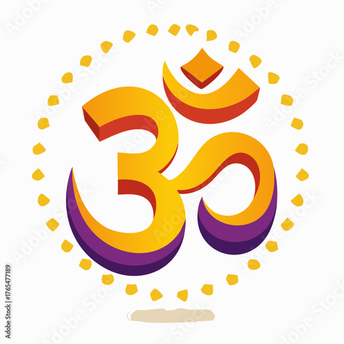 Symbole Om stylisé isolé spiritualité indienne