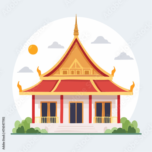 Illustration design plat de temple asiatique traditionnel